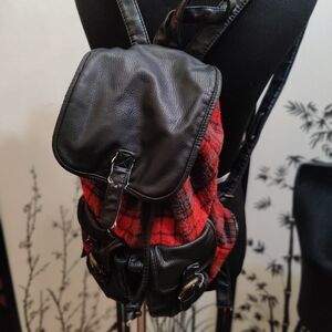 Unlisted Vintage 90s "Clueless" Black and Red Plaid Mini Backpack
